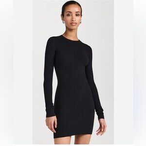 Good American Cozy Ribbed Black Mini Dress